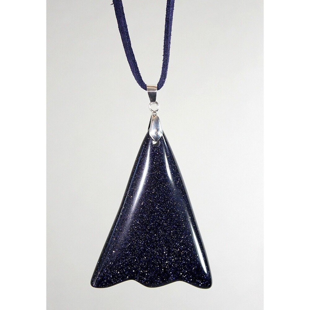 Blue Sun Stone Sunstone Pendant Necklace Gothic Statement Dark Fairy Jewelry